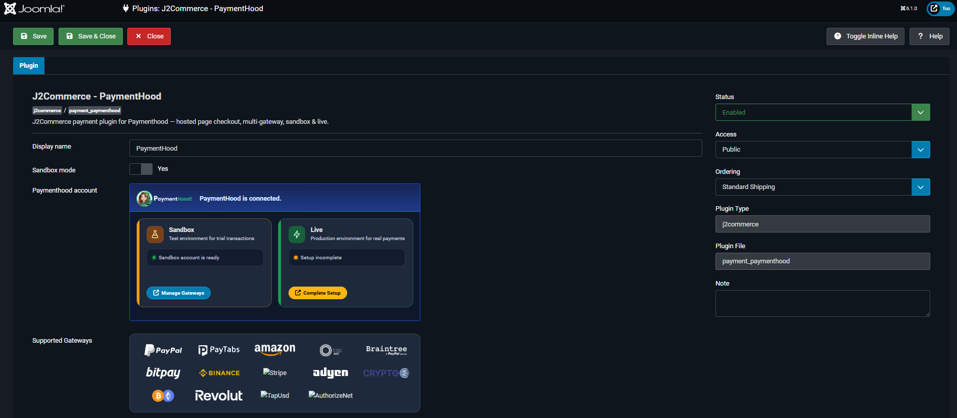 PaymentHood — Sandbox ready, Manage Gateways