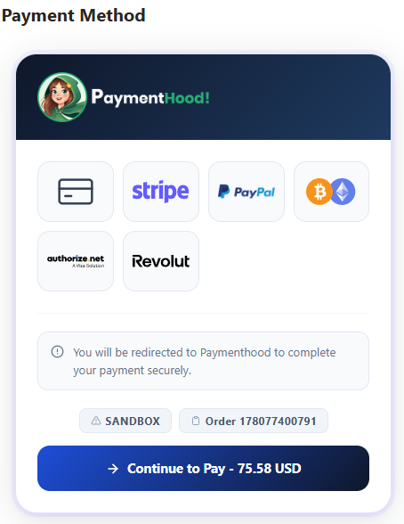 J2Commerce PaymentHood Checkout