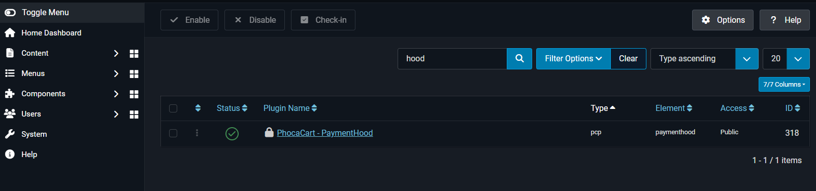 Enable PaymentHood in Phoca Cart Payment Methods
