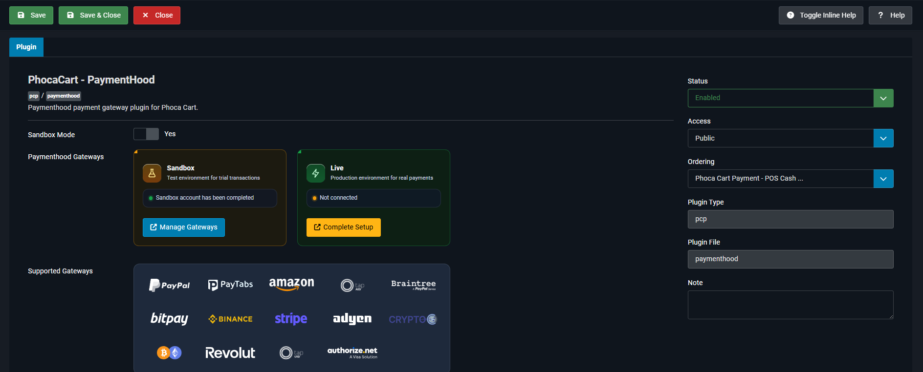 PaymentHood Console - Setup Sandbox and Live Gateways