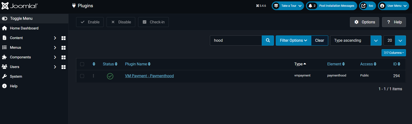 Joomla Plugins list — open VM Payment - Paymenthood