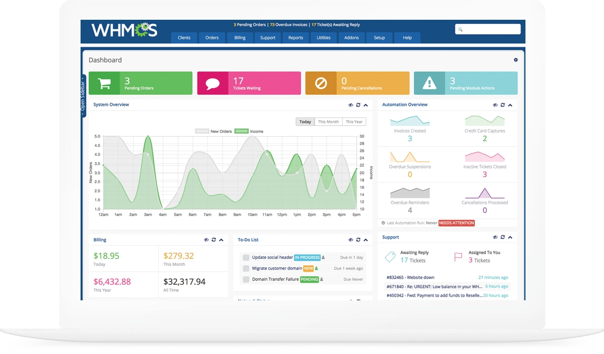 WHMCS in a laptop