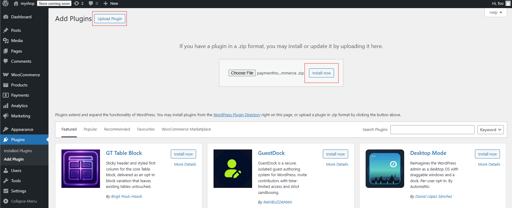 Upload and Install PaymentHood Plugin