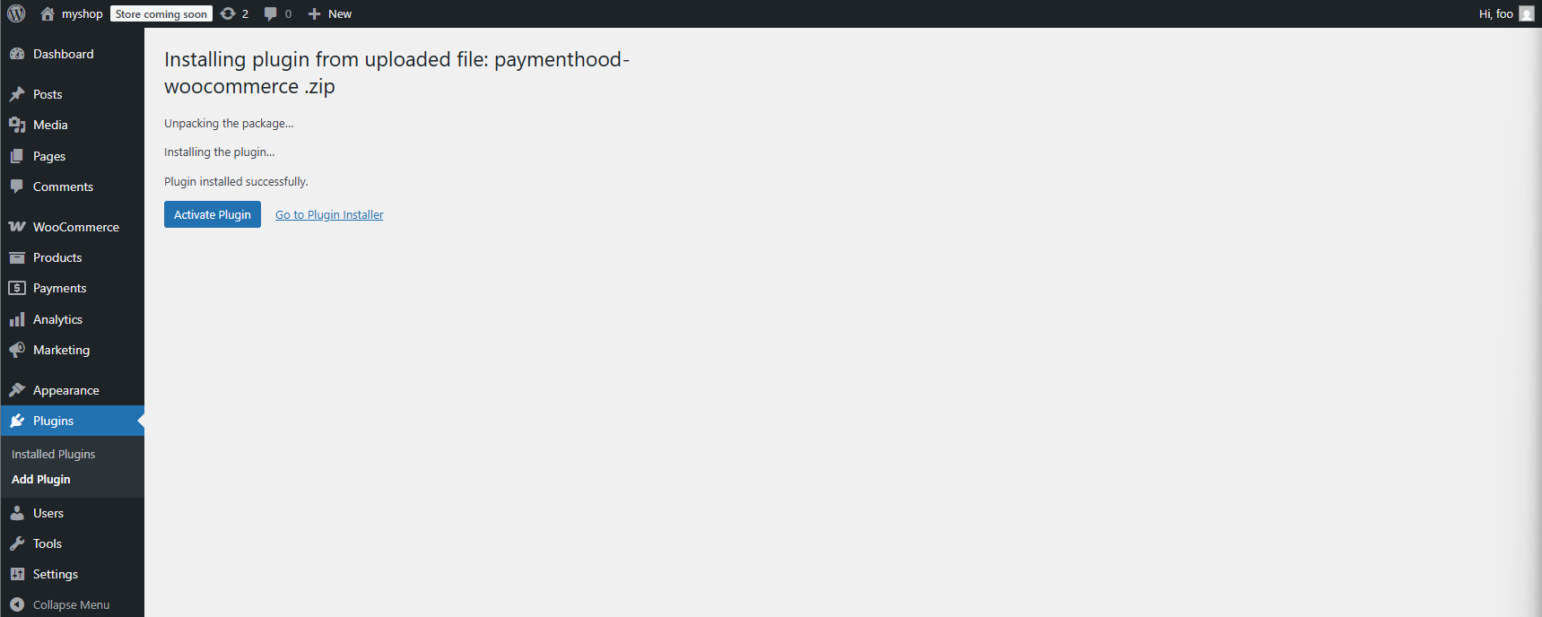 Activating PaymentHood Plugin
